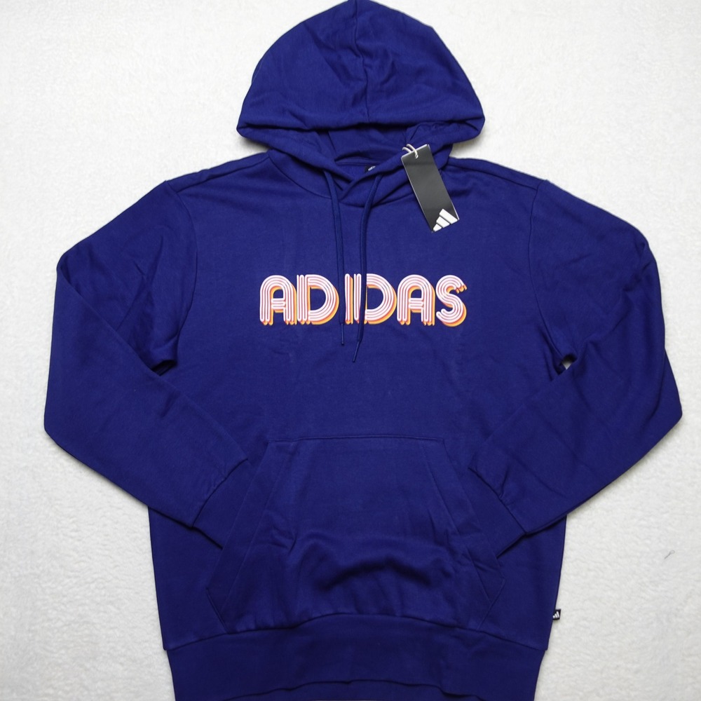Adidas Hoodie Mens XL Blue Retro Graphic Logo M EVO LIN HD Sweatshirt